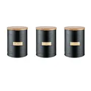 Typhoon Metal Tea Coffee and Sugar Canister Set 1.4 Litre - Set of 3 Black