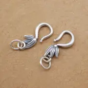 Antique Sterling Silver Leaf Hook & Eye S Hook Fish Clasp A5285