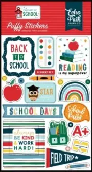 Echo Park - First Day Of School Puffy Stickers 3D Autumn Teacher Cards Planner