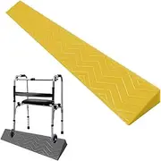 Rise Doorways Threshold Ramps, Non-Slip Solid Threshold Wheelchair Ramp, Pad Sweeping Robot Climbing Pad Strip Plastic Door Ramp Step Slope Board, Cuttable,Yellow,100x7x1.5cm