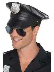 Deluxe Police Man Officer Cop Hat Mens Costume Accessory