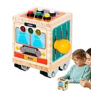 Car Toys for Toddler - Interactive Bus Model Wooden Truck | Compact Toddler Car Model Rotating Vehicle for Kids Over 3 Years Old