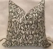 20”sq KERRY JOYCE 1055-44 Glyph 100% Irish Linen Fabric Custom PILLOW COVER