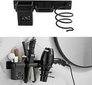 Madlife Garage Hair Tool Organizer Wall Mount,Dryer and Straightener Holder,Bathroom Hair Styling Care Tool Organizer,Multi-Functional Space Storage Bracket with Plug Hook(Black)