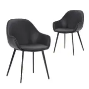 Simplife Set of 2 Fido Black Faux Leather Dining Chairs