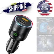 Bluetooth 5.4 FM Transmitter Car Dual USB Charging Microphone MP3 Player