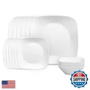 Corelle Vitrelle 18-Piece Service for 6 Square Dinnerware Set, Triple Layer G