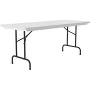 29"H Heavy-Duty Tamper-Resistant Plastic Folding Table in Gray Granite