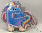 Claire's Club Iridescent Unicorn Zippered Purse w/ Pink Silver Cord NWT Ages 3+