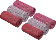 uxcell Cooling Towel 40"x12", 6Pcs Ice Towel for Neck and Face, Soft Breathable Chilly Sweat Absorbing for Yoga Sports Camping Fitness Running Golf, Rose Red/Red/Pink