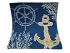 Anchor Compass Sailing Nautical Coastal Beach Throw Pillow Cover Home Decor
