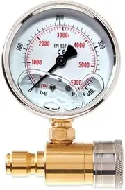 38in Pressure Gauge for Pressure Washer Quick Connect Shockproof Pressurization 5000PSI Pressure Gauge Piezometer DOOMUN