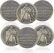6 Pcs The Task Ahead Christian Challenge Coin - Ephesians 6:10-12 Bible Verse Pocket Token Inspirational Religious Prayer Coins Christian Coin Gifts with Clear Protective Case