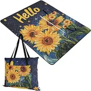 Yoogain Outdoor Play Mat Sand Free Grass Beach Picnic Blanket for Grass Summer Gift Sunflowers Art 60x80in
