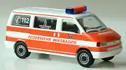 VW T4 Bus Elw Fire Brigade Wiesbaden 1990-2003 Red+White 1:87 Herpa 046190