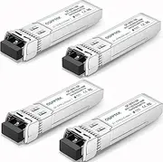 4Pack 10GBASE-SR SFP+ Transceiver LC Mini-GBIC Multimode 850nm, 300M, DDM 10G SFP+ Module for Cisco SFP-10G-SR, Ubiquiti UF-MM-10G, Netgear, Mikrotik, D-Link, Supermicro