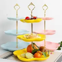 在飛比找樂天市場購物網優惠-點心盤 陶瓷水果盤客廳創意現代糖果多層托盤零食點心盤三層干果
