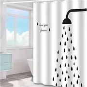 Nordic Small Raindrops Shower Curtain Household Bathroom Thickened Waterproof Quick-Drying Soft Breathable Polyester Machine Washable Punch-Free Partition Curtains, W200CMxH240CM