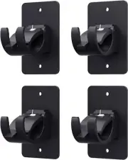4 Pack Self Adhesive Curtain Rod Brackets No Drill Rod Holders Hooks Black