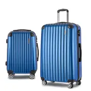 2pcs Luggage Trolley Set Travel Suitcase Hard Case Carry On Bag Blue