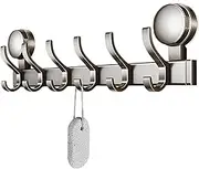 Coat Rack Wall Mount, Suction Cup Towel Rack, 6 Hooks Coat Rack, Clothes Hooks For Entryway, Multipurpose Hanger, Bathroom Towel Hooks, Kitchen Wall Hooks, Entryway Storage Rack, Wall Hook Organizer