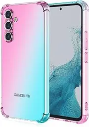 vumebao Gradient Clear Cute Phone Case for Samsung A34 5G, Slim Anti Scratch Shockproof Protective Cover for Samsung A34 5G, Fasion Multiple Options Phone Case for Women Girl-Pink Green