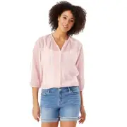 Tommy Bahama Lana Bay Gauze Stripe 3/4-Sleeve Top, Malibu Peach, S
