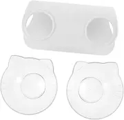 CORHAD Pet Double Feeder with Neck Protection Detachable Raised Cat Bowl with Non Slip Base for Easy Feeding Transparent Design for Cats and for Food and Water