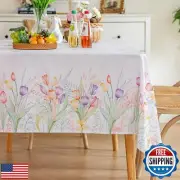 Joyfol Day Spring Floral Tablecloth, Watercolor Tulip Table Cloth for Square