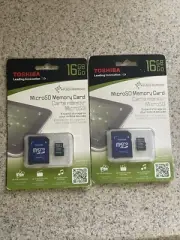 2 New Sealed Toshiba 16GB microSD Memory Card with Standard Adapter