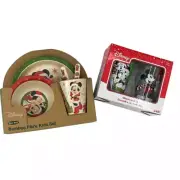 Disney Christmas Mickey Minnie Mouse Kid’s Glassware & Dinner Set NWT