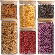 Glass Jar Set (2x27oz/2x40oz/2x50oz) of 6 with Minimalist Pantry Labels Square
