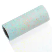 6" Rainbow Glitter Tulle Ribbon Rolls Shimmer Star Fabric 10 Yards, Light Blue