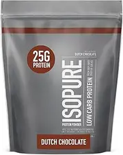 Isopure Low Carb Protein Powder, 100% Whey Protein Isolate, Flavor: Dutch Chocolate, 1 Pound (Packaging May Vary)