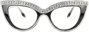 FUPRECIOUS Cat Eye Reading Glasses Bling Rhinestone Magnified Blue Light Blocking Reader Glasses