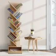 9 Tier Tree Bookshelf Book Display Storage Freestanding/Wall Mounted Sturdy Base