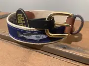 Zep-Pro Leather Canvas BC Slam Blue Ribbon Belt Snook Tarpon Red Trout size 32