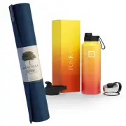 Jade Yoga Harmony Mat - Midnight & Iron Flask Wide Mouth Bottle with Spout Lid,