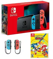NEW Nintendo Switch 32GB Neon Console + Sonic Mania Game Bundle - Ships Fast!