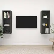 Wall Mounted TV Stands Grey, Entertainment Center, Living Room Media Storage Cabinet Set, Television Table, Book Shelf Organizer for Bedroom Furniture