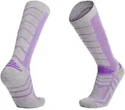 [pants & sox] Women Merino Wool Winter Skiing Sports Performance Socks Purple
