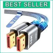 Stable Braided DisplayPort 2.1 Cable - 16K@60Hz, 80Gbps for Ultimate Gaming