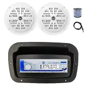 Dual Marine Receiver,Spa Bezel,Adapter, Antenna,Wire, 2x 4'' 100W White Speakers