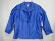 New Chicos Size 2 Mid Length Shantung Amparo Blue Jacket US 12/14