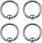 [SQKXKLCZ] 4pcs/8pcs 20G/18G/16G/14G G23 Titanium Captive Bead Ring Nose Rings 3mm/4mm/5mm Ball Hoop Septum Earring Helix Daith Cartilage Tragus Lip Earrings Nipple Eyebrow Body Piercing 6mm-16mm