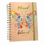 Christian Art Gift Spiral Bound Journal Notebook "Blessed Is She Who Believed