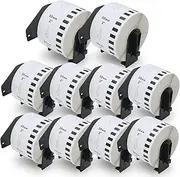 BETCKEY - 10 Rolls Compatible Brother DK-22223 50mm x 30.48m(2" x 100') Continuous Paper Labels With Refillable Cartridge