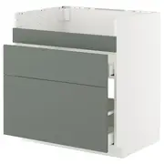 METOD / MAXIMERA base cb f HAVSEN snk/3 frnts/2 drws, white/Nickebo matt grey-green, 80x60x80 cm
