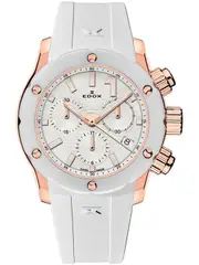 Edox Chronograph 10225-37RB-BIR White Womens Watch