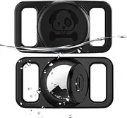 2 Pack Waterproof AirTag Dog Collar Holder Compatible with Apple AirTag, Silicone Hidden Loop Holder for Airtag Tracker, Anti-Lost Dog Collar Air Tag Accessories (Black, Black)